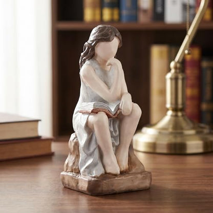 Abstract Reading Woman Bookshelf Decor Resin Statues for Home Decor Desk Statue Modern Sculpture Figurines for Shelves Book Lover Figure Aesthetic Room Art Small Ornaments