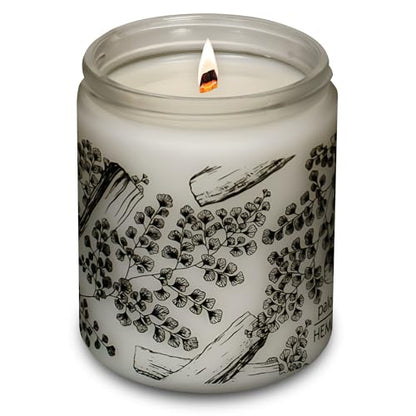 Hemlock Park Palo Santo Frosted Crackling Wood Wick Candle | 8 oz | Coconut Apricot Wax | Crackling Wood Wick | Botanical Fragrance | Made in USA