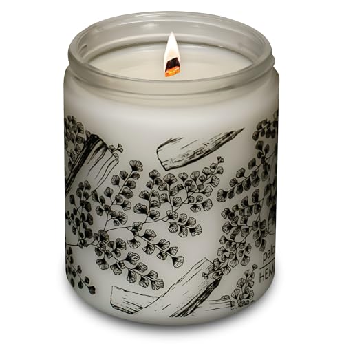 Hemlock Park Palo Santo Frosted Crackling Wood Wick Candle | 8 oz | Coconut Apricot Wax | Crackling Wood Wick | Botanical Fragrance | Made in USA