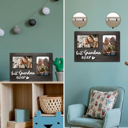 Grandma Gifts, Mothers Day Grandma Gift from Grandkids, 3D Photo Frame Hold 4x6 Inches Two Photos - Picture Frame Present for Grandparents Day - color: Grandma
