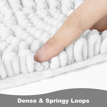 Thick Soft Absorbent Bath Rugs, Hot Melt Rubber Backing Bathroom Mat, Machine Washable Plush Bathroom Floor Mat, Bath Rugs Set for Tub Shower, Home Decor Accessories (White, 20"x30")