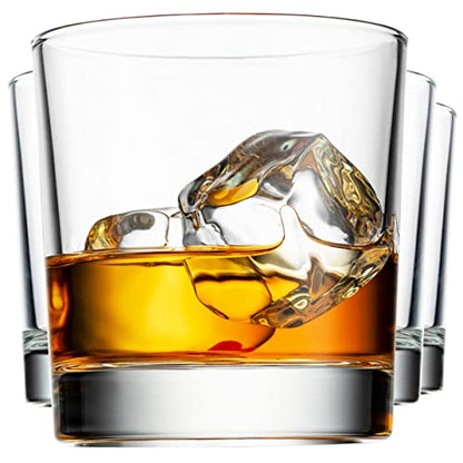 Godinger Old Fashioned Whiskey Glasses, Italian Made Drinking Glasses, Glass Cups, Whiskey Gifts - Set of 4 - style: Short Glasses