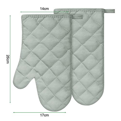 AUAUY Grey Oven Mitts, 1 Pair Kitchen Mittens, 392F Heat Resistant Non-Slip Gloves for Oven, BBQ, Grilling, Cooking, Baking - Infill Cotton - color: Grey B