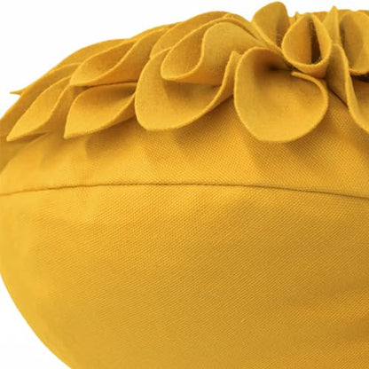 JWH Handmade 3D Sunflower Throw Pillow Cover, Golden Yellow, 14 Inch | Decorative Round Cushion, Floral Accent, Bed Living Room Couch Pops
