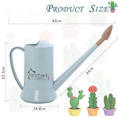 2L Thick Plastic Watering Can with Long Spout – Lightweight Garden Watering Can for Indoor & Outdoor Plants, Flowers, Balcony –Durable & Leakproof (Blue) - color: Blue
