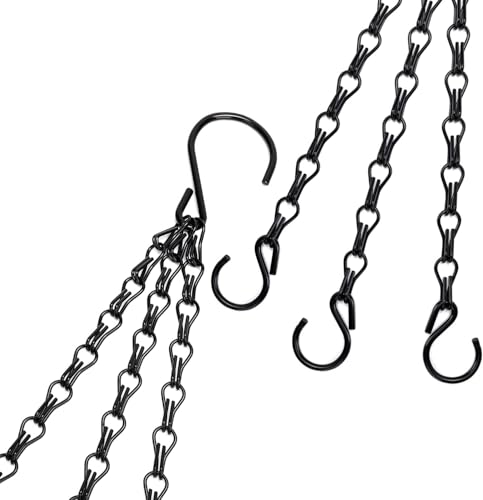 Heybe 24 Inch Hanging Basket Chains with Hooks, 3 Point Hanging Flower Pot Chains 3 Leads,Set of 3, Black (24inch, 3 Point) - size: 24 inches, style: 3 point