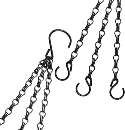 Heybe 24 Inch Hanging Basket Chains with Hooks, 3 Point Hanging Flower Pot Chains 3 Leads,Set of 3, Black (24inch, 3 Point) - size: 24 inches, style: 3 point
