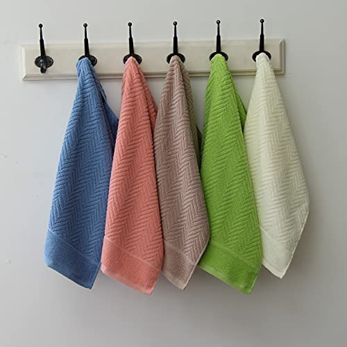 YiLUOMO Beige Hand Towel Set of 2 100% Cotton Ultra Soft Highly Absorbent Terry Striped Hand Towel for Bathroom (13" X 29") - color: Beige