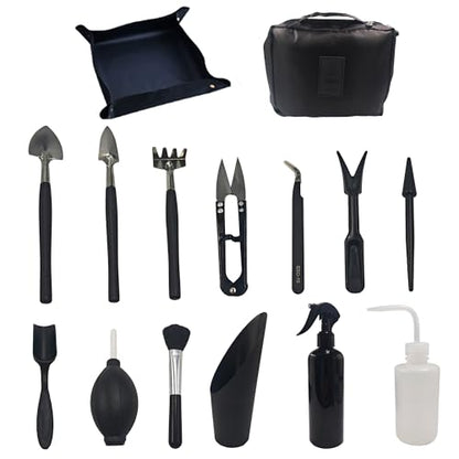15Pcs Succulent Tools Kit with Organizer Bag Plant Repotting Mat Mini Garden Transplanting Tools for Indoor Outdoor Miniature Plant Care