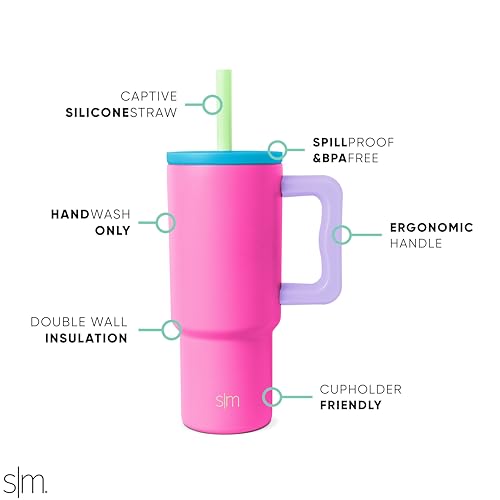 Simple Modern Kids Tumbler with Straw & Handle | 24oz | 80s Mix | Trek Kids Water Bottle, Toddler Cup | Insulated Stainless Steel, Spill-Proof Straw Lid | 80s Mix - color: Multi-Color: 80s Mix, size: 24 Ounces