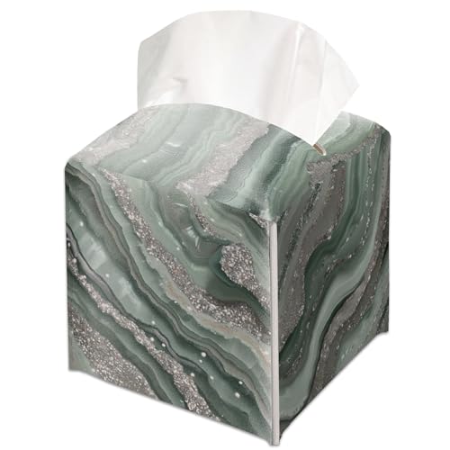 Metallic Agate Texture Decorative Leather Tissue Box Cover - Tissue Box Holder Gifts for Women Family and Friends Funny Unique Home Decor Decorative for Kids Room Kitchen Bathroom Office - A17 - color: Metallic Agate Texture
