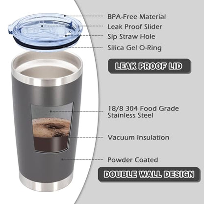 20oz Tumbler with Lid Stainless Steel Tumblers Insulated Mug Grey 12P - color: Gray