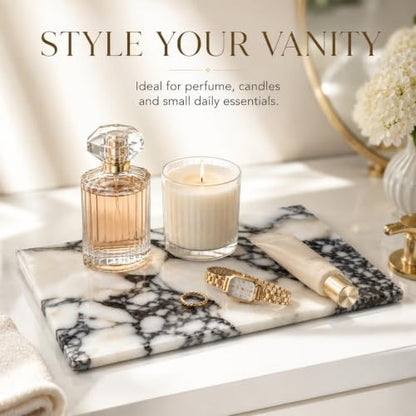 Calacatta Viola Marble Vanity Tray, 12 x 6 Inch | Natural marble for perfume, soap dispensers, jewelry, keys and candles; flat rimless 11.8 x 5.9 in tray, one piece included. - color: Slap 30x15cm