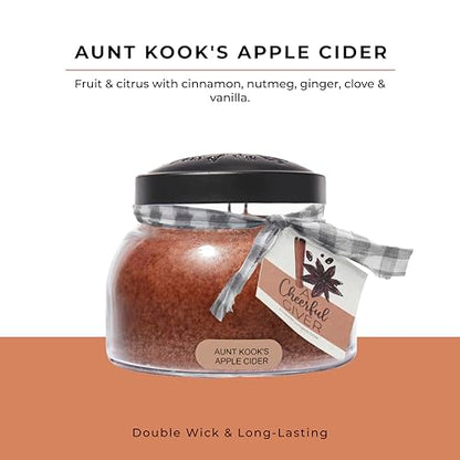 A Cheerful Giver - Aunt Kook's Apple Cider Mama Scented Glass Jar Candle (22oz) with Lid & True to Life Fragrance Made in USA - size: 22 oz