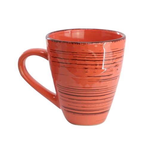 Elama Malibu Jasper 16-Piece Stoneware Embossed Pattern Reactive Glaze Orange Dinnerware Set, Tableware, Serveware Set (Jasper Orange) - color: Jasper Orange