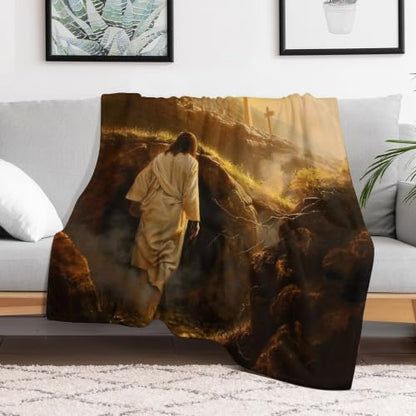 Jesus Leaving The Tomb 01 Flannel Blankets Fleece Soft Throw Lightweight Plush Gifts for Couch, Bed, Cozy Sofa Plush, Chair, Lovers 40x50in(100x125cm) - color: Style-10, size: 40x50in(100x125cm)
