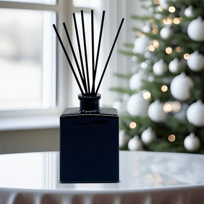Reed Diffuser Set, Crisp Alpine Air - Bathroom Shelf Décor | Eucalyptus, Citrus, Vanilla, Pine & Balsam Notes, 5 ounce Sleek Black Rectangular Refillable Glass Bottle, Made in the USA - color: Crisp Alpine Air