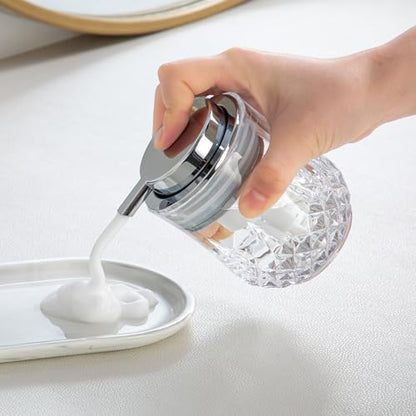 Enra Glass Foaming Soap Dispenser,Foam Hand Soap Dispenser with Silver Pump | Refillable Foam Hand Soap Dispenser with Pump .Ideal for Kitchen Countertops,Vanities and Sink Areas Modern Style. - color: Clear-silver Foam Pump