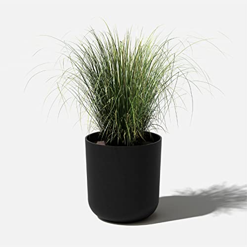 Veradek Round Black Plastic Planter Pots for Indoor/Outdoor Garden Use, with Drainage Holes, Suitable for Small to Large Succulent Plants, Flowers, Modern Interior Plants | Made From a Durable Plastic-Stone Composite With Pre-Drilled Drainage Holes. Moder