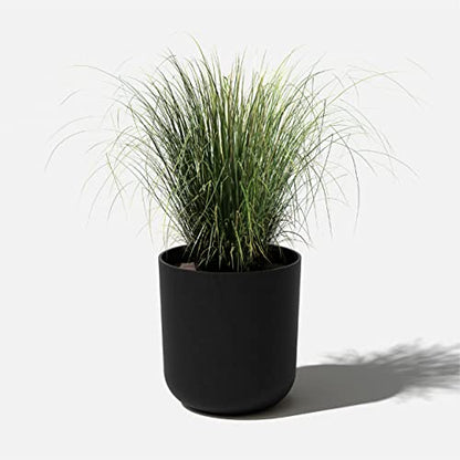 Veradek Round Black Plastic Planter Pots for Indoor/Outdoor Garden Use, with Drainage Holes, Suitable for Small to Large Succulent Plants, Flowers, Modern Interior Plants | Made From a Durable Plastic-Stone Composite With Pre-Drilled Drainage Holes. Moder