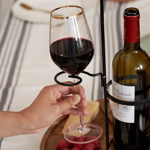 Twine Wine Flight & Cheese Caddy Wine Accessories and Cheese Board Accessories, Charcuterie Boards Accessories and Wine Decor Acacia Wood and Metal Set of 1 - style: Wine and Cheese Caddy