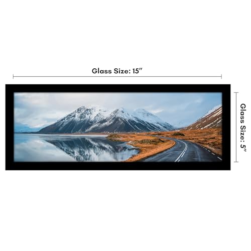 Americanflat 5x15 Picture Frame - Engineered Wood - Black | Shatter-resistant glass, wall or tabletop display with included easel, sawtooth hangers included - color: Black, size: 5x15