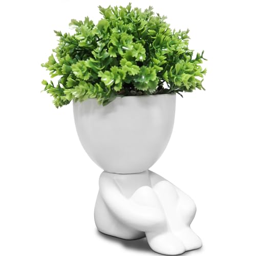 Zerzsy Cute Fake Plants,Home Bedroom Bathroom Office Shelf Office Wall Room Farmhouse Decor Artificial Plants - Set of 1 - color: White-a