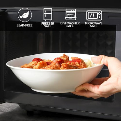 fMBB 4pcs Large Pasta Bowls, 35 OZ Porcelain Deep Dinner Plates, Big Salad Bowls Set, House-warming Dinnerware, Dishwasher, Microwave, Oven Safe - color: Square8.25"