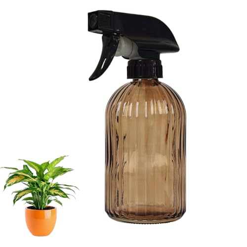 YYTSGG Glass Plant Mister Bottle, 13.5oz, Brown | Refillable Water Spray Bottle with Adjustable Mist Nozzle for Indoor Flowers, Outdoor Gardening, Cleaning, Hair and Pets Care - color: Brown