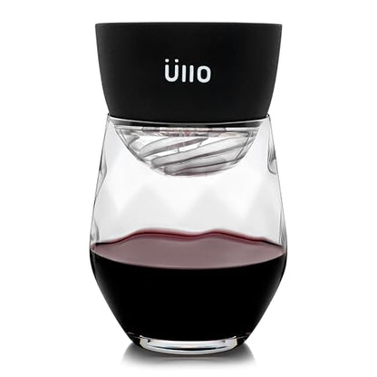 Üllo Aer Crystal Stemless Wine Glasses with Aerating Swirl Design for Enhanced Flavor, Clear, Set of 4