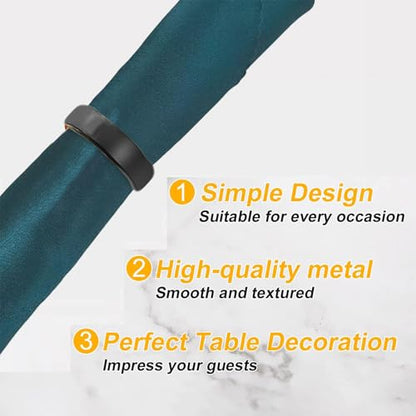 8 Pcs Black Napkin Rings-Stainless Steel Napkin Rings(Semicircle) | Metal Napkin Ring for Table Settings Wedding Christmas Party Dinner Table - size: 8 Black