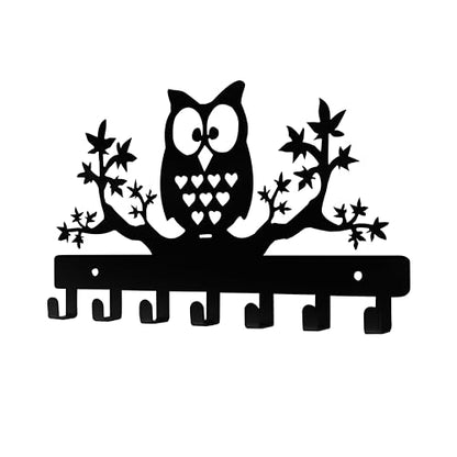 Owl Key Holder - Wall Mounted Key Hooks, 7 Sturdy Metal Hooks, Nature Themed Home Decor, 10.6 X 6.15 X 1 INCH