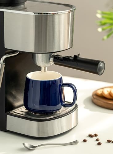 Teocera Ceramic Coffee Mug Set of 4-12 oz Coffee Mugs with Large Handles for Hot or Cold Drinks Like Latte, Cocoa, Tea or Juice - Smooth Ceramic, Dishwasher Safe, Navy - color: Navy