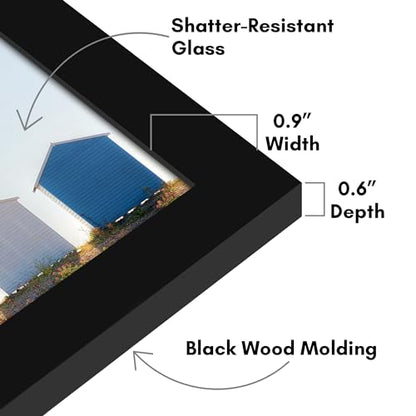 Americanflat 4x10 Picture Frame - Engineered Wood - Black | Shatter-resistant glass, wall or tabletop display with included easel, sawtooth hangers included - color: Black, size: 4x10