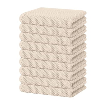 Homaxy 100% Cotton Waffle Weave Kitchen Dish Towels 9-Pack, Beige | 13 x 28 Inches, Ultra Soft Absorbent Dish Towels, Quick Drying Cleaning Towels - color: Beige, size: 13 x 28 - 9 Pack