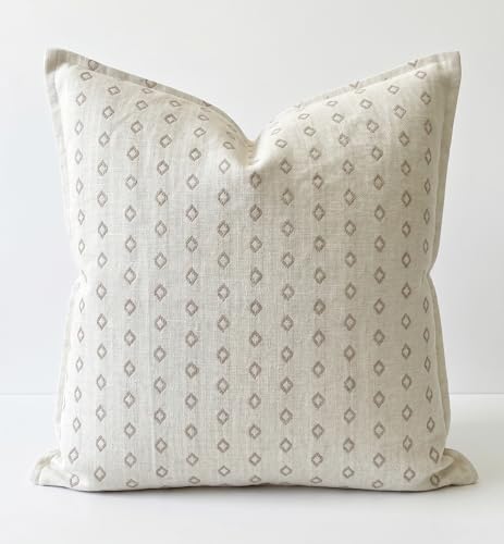 SanVia Cotton Throw Pillow Covers 20x20 – Handwoven Jacquard Texture, Fade-Resistant, No Pilling – Hidden Zipper, Decorative Cushion Cover for Sofa, Couch, Bed – Insert Not Included (Geometric, White) - color: Cream Beige, size: 20" x 20" (Pack of 1)