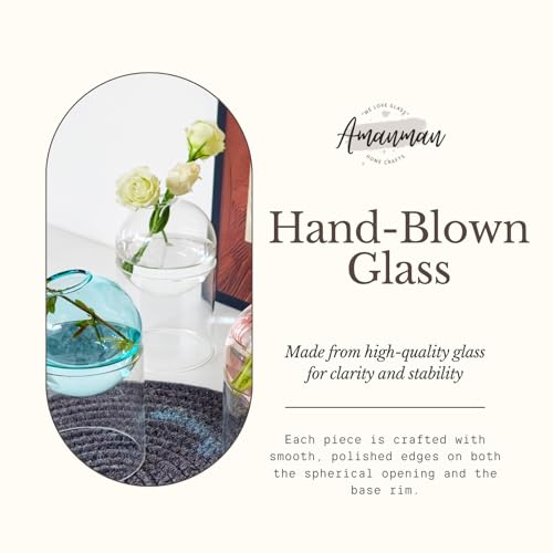 3-Pack Glass Hydroponics Vase Set | Unique Plant Propagation Station with Removable Base, Cute Flower Vase & Mini Terrarium for Plants - color: Aqua + Clear + Pink