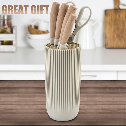 Knife Set, Wiztoynia 6-Piece Khaki Kitchen Knife Set for Home, Anti-Rust Non-stick Stainless Steel Sharp Chef Knife Sets with Universal Knife Block for Kitchen, Ergonomical Design (Khaki) - color: Khaki