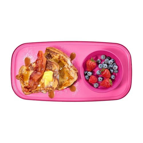 madesmart dipware Small Serving Plate, Stackable & Removable Dip Bowl for Salsa, Queso, Salad, Olives, Dishwasher & Microwave Safe, Multipurpose Plate & Bowl, Pink - color: Translucent Pink, size: Small