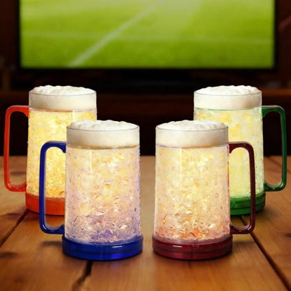 Lily's Home Freezer Beer Mugs - Set of 4 Freezable Gel-Filled 16 oz BPA-Free Acrylic Frozen Mugs for Outdoor Entertaining and Gifting - style: Clear(16oz)