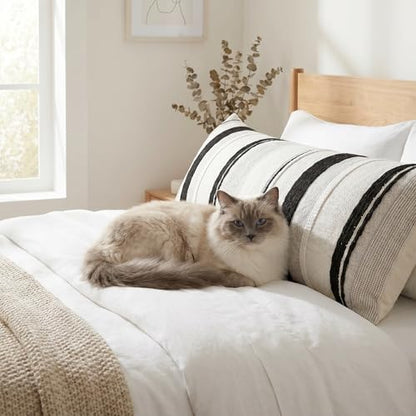 Boho Throw Pillow Cover Lumbar Pillow Cover 14x36 Black White | 1 Piece,Durable Fabric,Stripe Pillow Cover,Farmhouse Cushion Case,Chenille Pillow Case,Neutral Pillowcase for Sofa Couch Bed - color: Black Stripe1, size: 36" x 14" (Pack of 1)