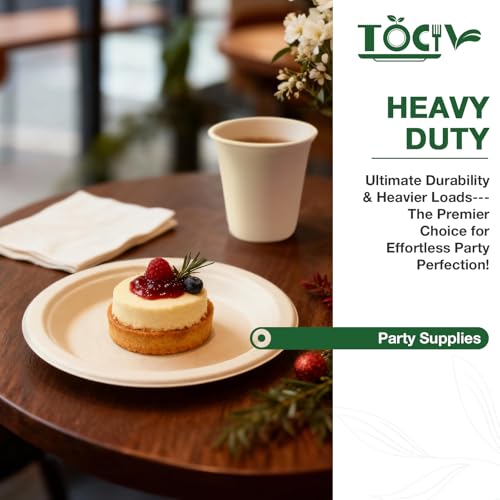 Paper Plates Compostable 300-Count 7 Inch Disposable Heavy Duty Party Small Plates Bulk for Appetizer Dessert Cake Biodegradable Birthday Holiday Kids Party Supplies - color: Nature, size: 7 inch