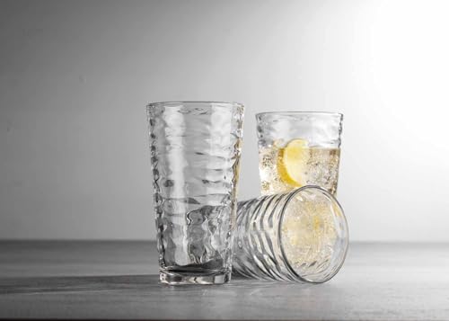 Glaver's Drinking Glasses Set of 4 Highball Glass Cups, 17 Oz. Basic Cooler Glassware, ideal for Water, Juice, Cocktails, Iced Tea and more. Dishwasher Safe. - size: 17 Ounces (4 Count)