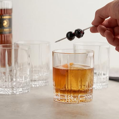Spiegelau Perfect Serve Double Old Fashioned Glasses Set of 4 – Heavy Base Crystal Whiskey Glasses for Scotch, Bourbon & Cocktails – Lead-Free Crystal Tumbler Set - style: D.O.F.
