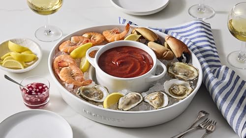 Le Creuset Stoneware Signature Oval Chip and Dip Platter, 13", Riviera - color: Riviera