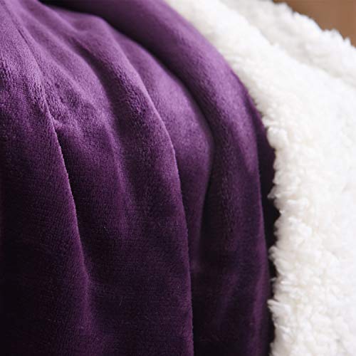 NANPiper Sherpa Blanket - Twin Size Thick Velvet Plush Reversible Bed Blanket for Winter - Purple (60"x80") - color: Purple, size: Twin