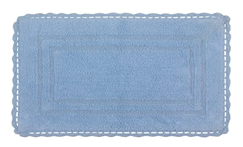 Home Weavers Casual Elegance Reversible Bathmat 100% Cotton Bathroom Rugs Set, Washable Rug, Extra Soft and Absorbent Bath Rug, Kitchen Mat, Bath Mat Set, Non Slip Mat, 21"x34" Rectangle, Blue - color: Blue, size: 1'9" x 2'10" (Rectangular)