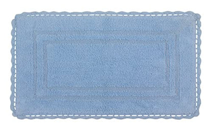 Home Weavers Casual Elegance Reversible Bathmat 100% Cotton Bathroom Rugs Set, Washable Rug, Extra Soft and Absorbent Bath Rug, Kitchen Mat, Bath Mat Set, Non Slip Mat, 21"x34" Rectangle, Blue - color: Blue, size: 1'9" x 2'10" (Rectangular)