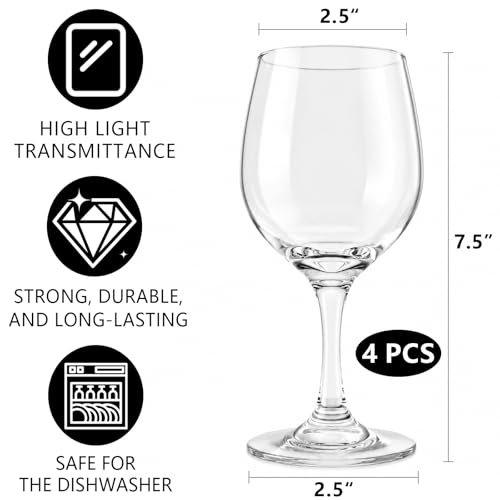Crystal White or Red Wine Glasses Set of 4, 8.3 Ounce– Elegant Stemmed Crystal Wine Glassware for Restaurants, Bars, Home– Lead-Free Crystal Glass Set