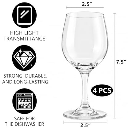 Crystal White or Red Wine Glasses Set of 4, 8.3 Ounce– Elegant Stemmed Crystal Wine Glassware for Restaurants, Bars, Home– Lead-Free Crystal Glass Set